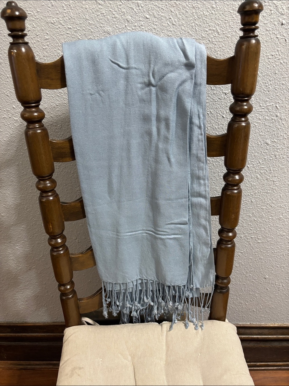 Bijoux Terner Light Blue Fringed Scarf Wrap